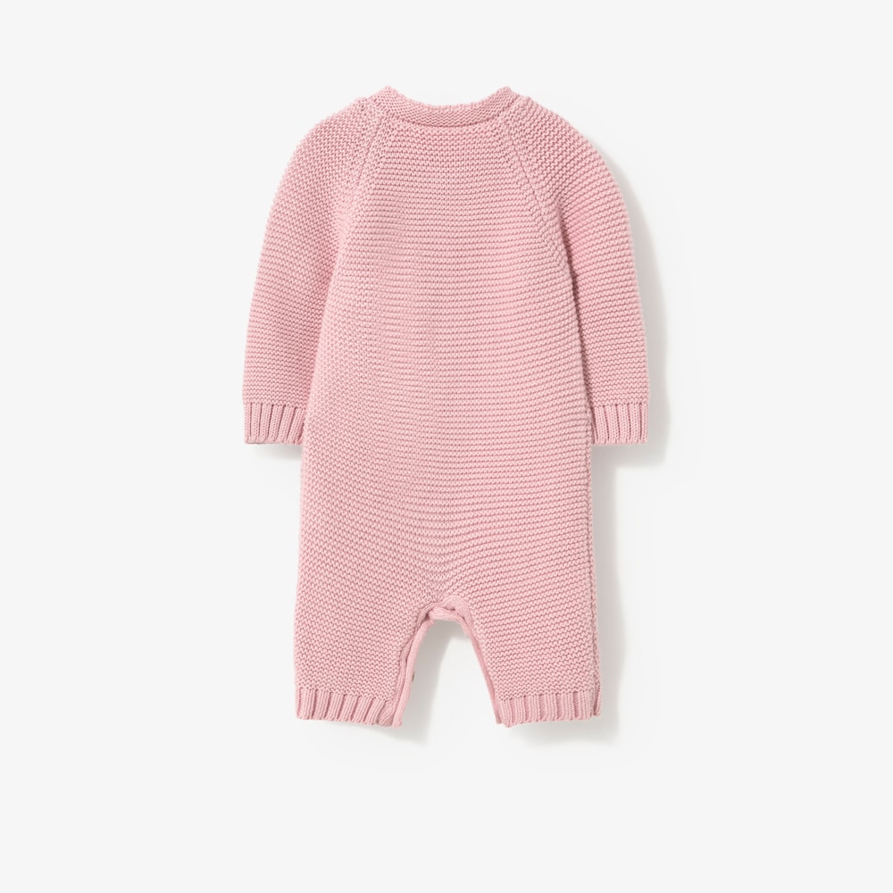 Pink knitted newborn baby romper