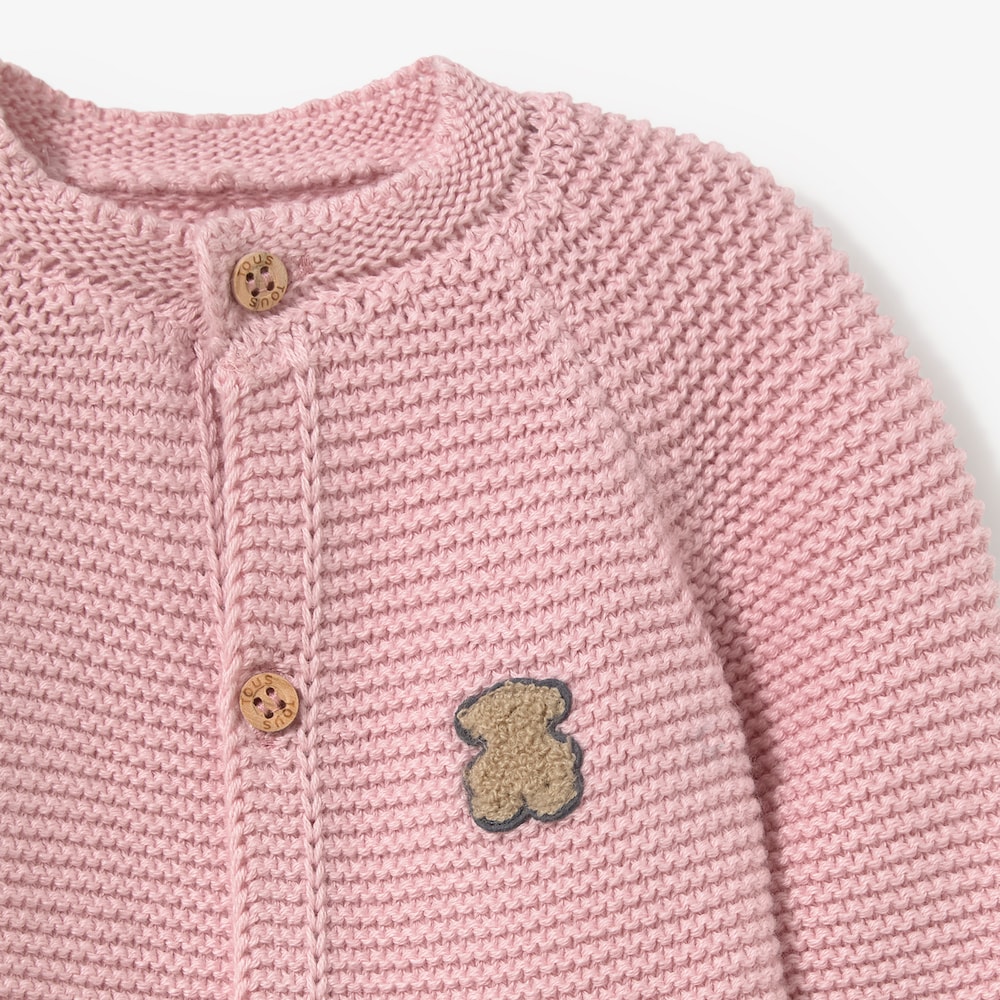 Pink knitted newborn baby romper