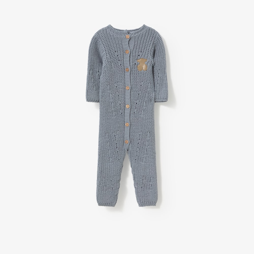 Newborn baby romper in blue knit