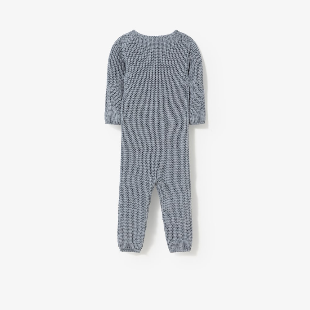 Newborn baby romper in blue knit
