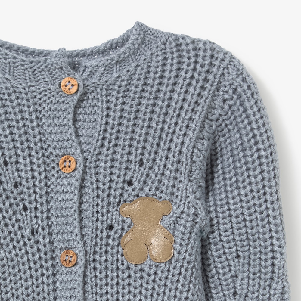 Newborn baby romper in blue knit