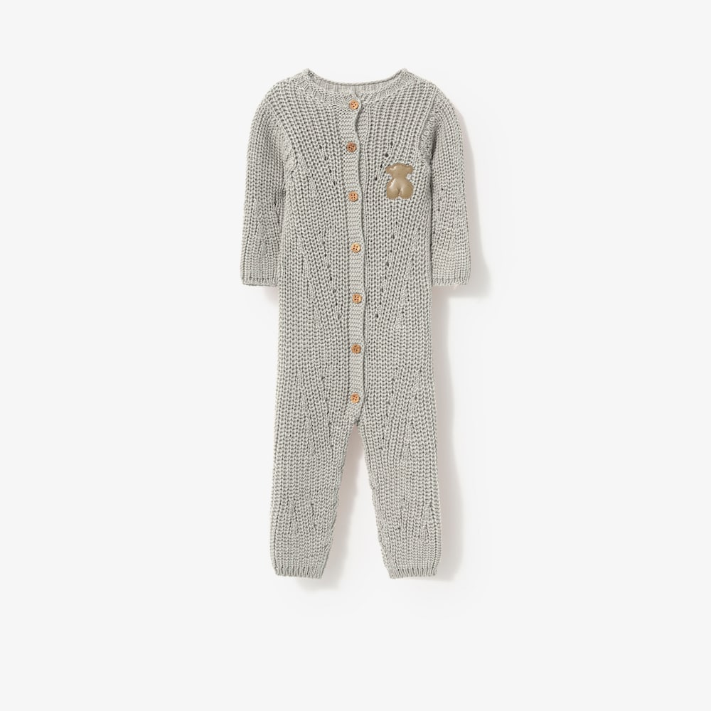 Grey knitted newborn baby romper