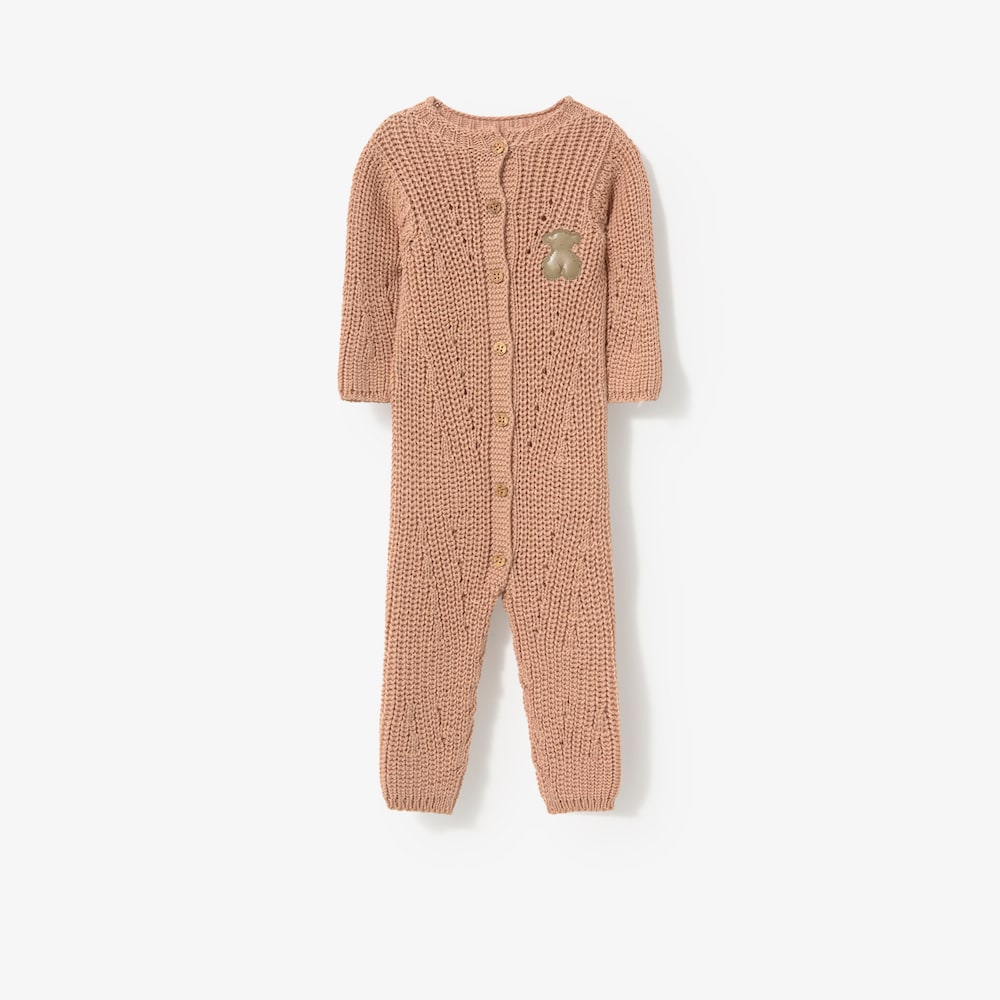 Pink knitted newborn baby romper