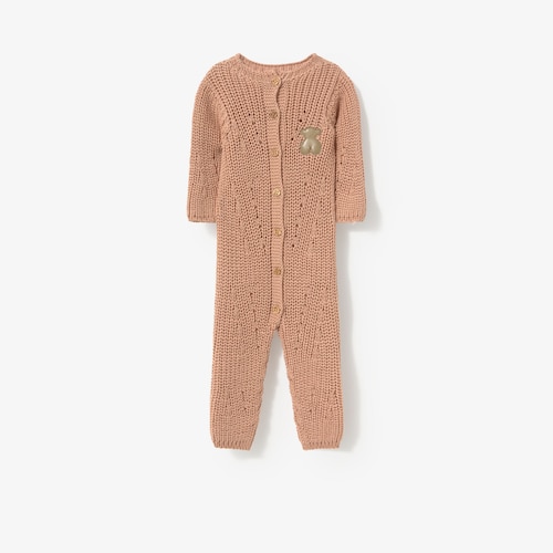 Pink knitted newborn baby romper