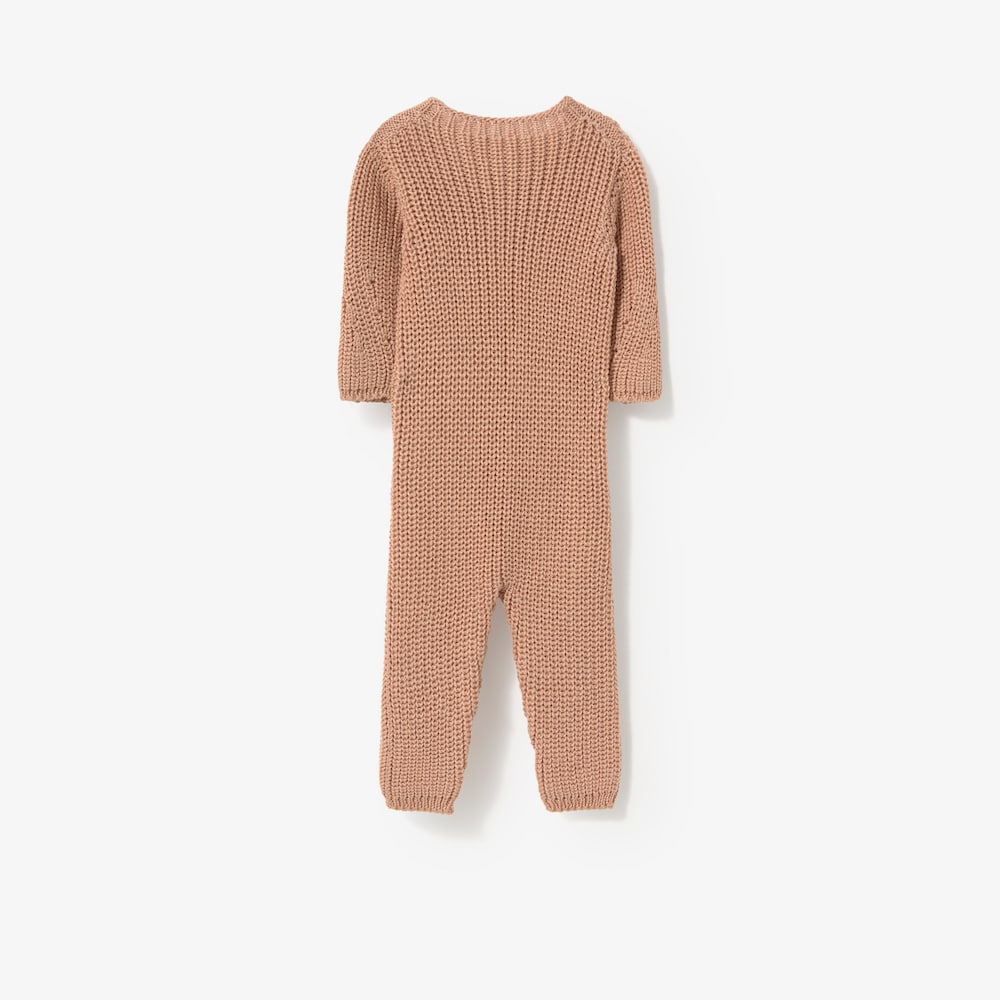 Pink knitted newborn baby romper