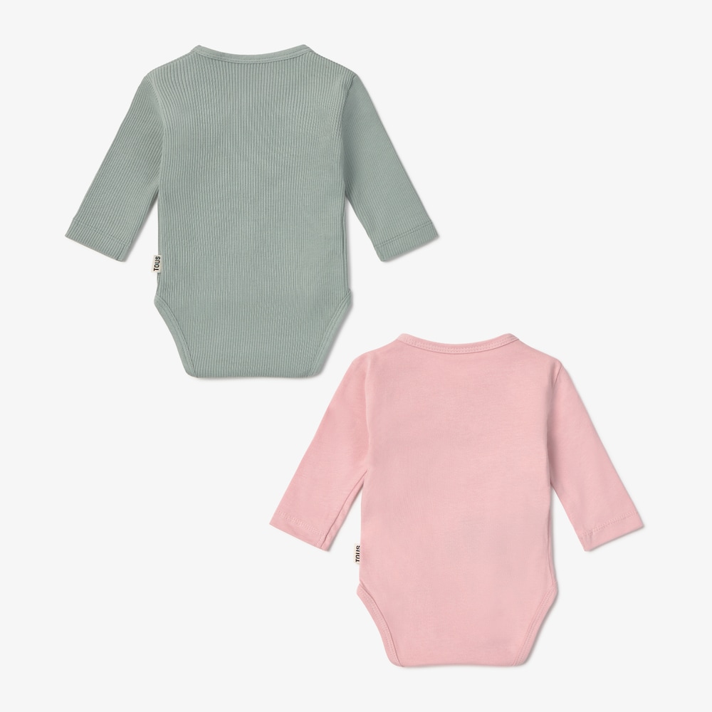 Pack of pink cross-over baby bodysuits