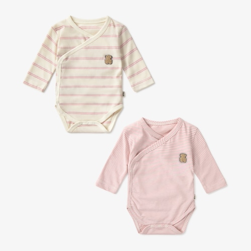 Pack of Risc pink cross-neck baby bodysuits
