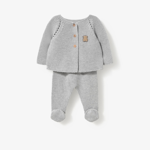 Grey knitted newborn baby set