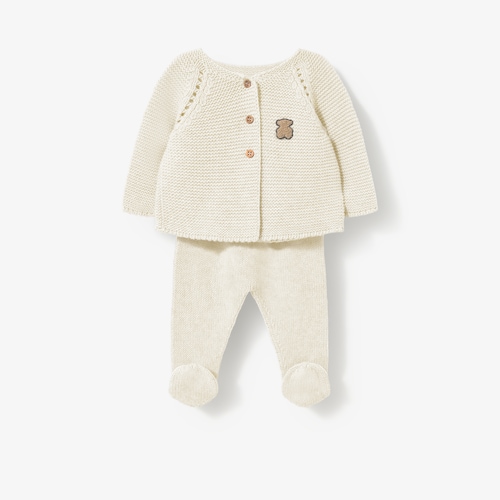 Newborn baby set in ecru knit