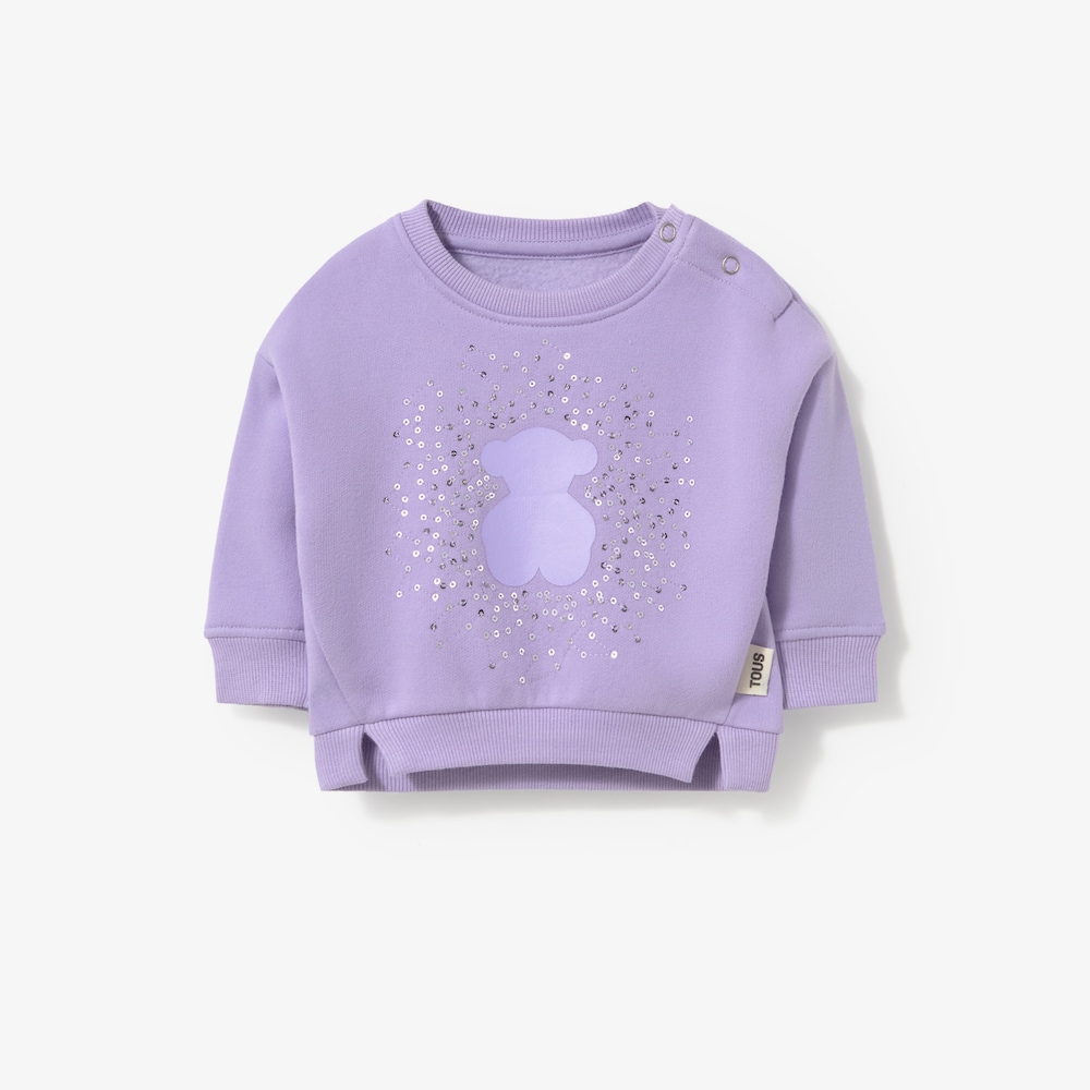 Casual lilac sequinned bear sweatshirt