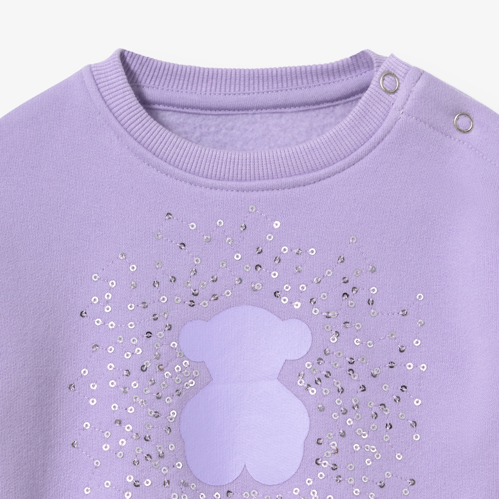 Casual lilac sequinned bear sweatshirt