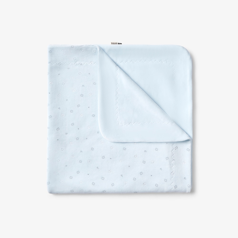 Light blue glitter short-pile baby blanket