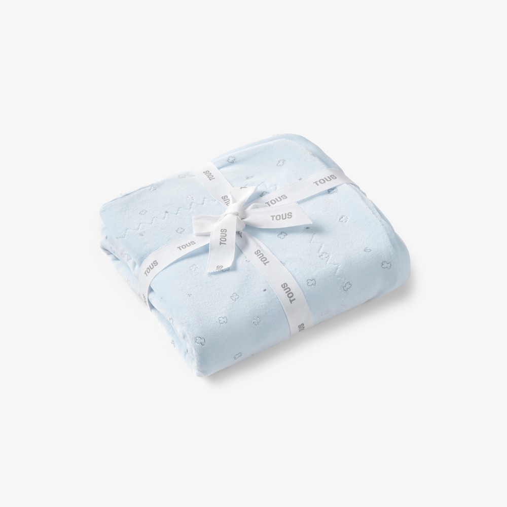 Light blue glitter short-pile baby blanket
