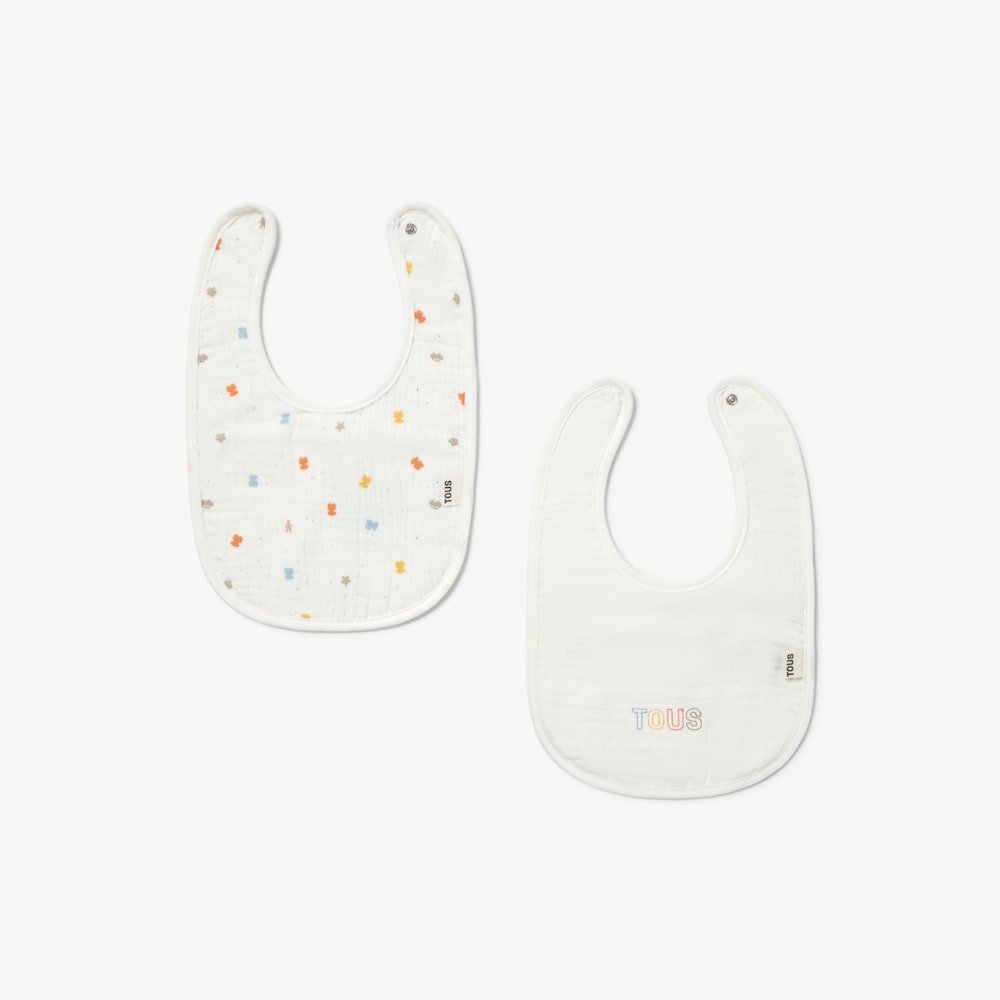 Cool ecru baby bib set