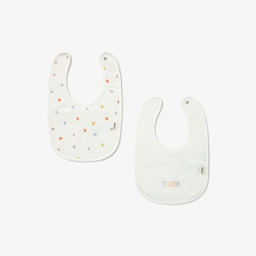Cool ecru baby bib set