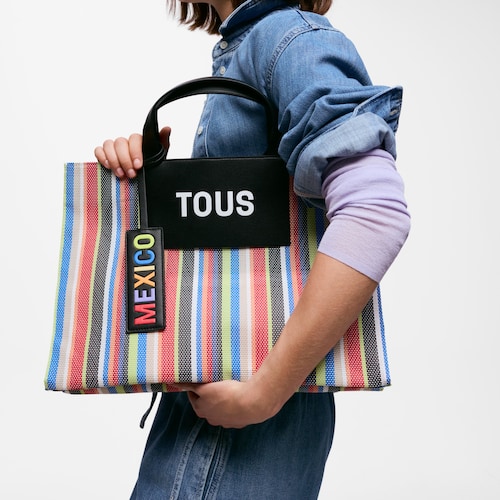 Shopper grande negro mesh Mundial Mexico