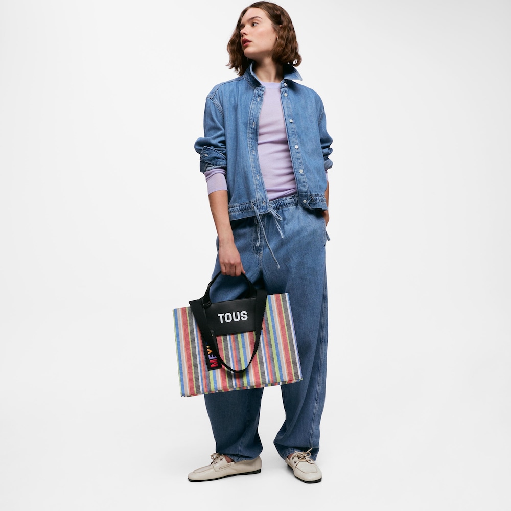 Shopper grande negro mesh Mundial Mexico