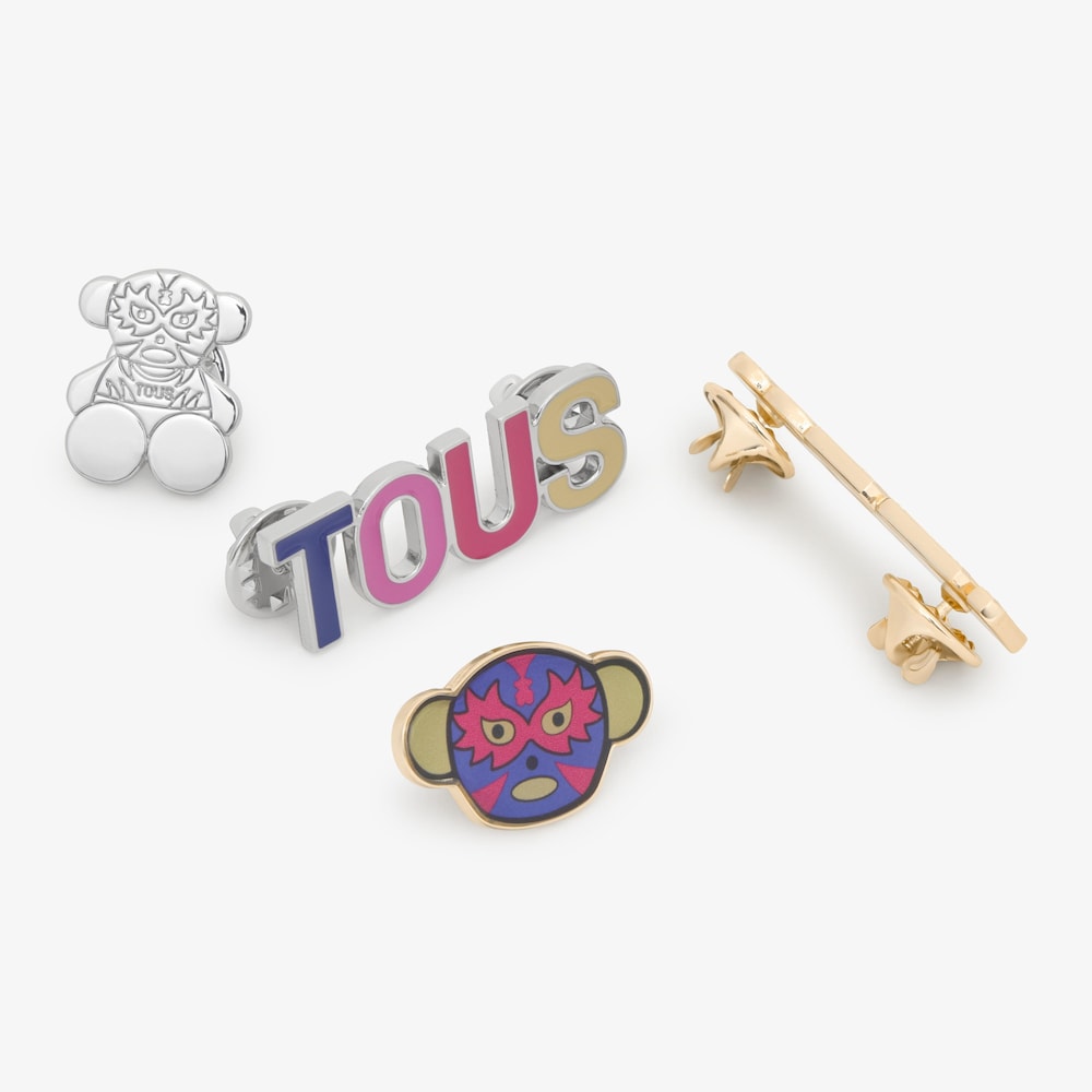 Pack de pins bear figther plateado Contigo Mexico