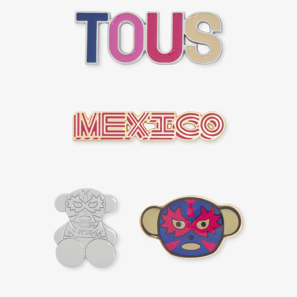 Pack de pins bear figther plateado Mundial Mexico