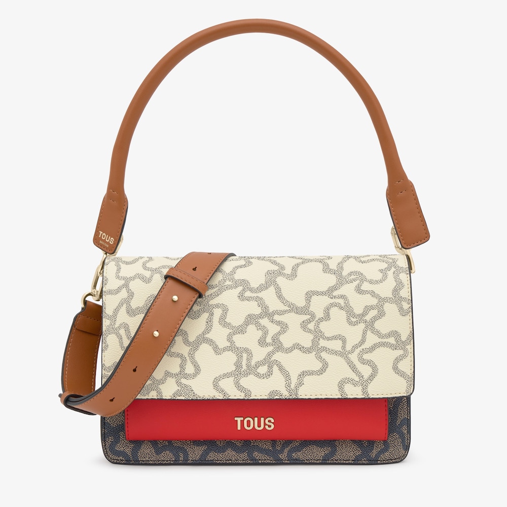 Bandolera mediana beige y negra Kaos Icon