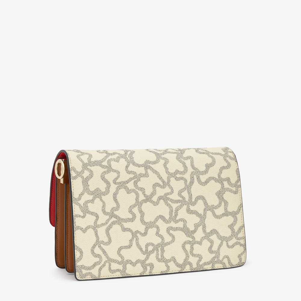 Bandolera mediana beige y negra Kaos Icon