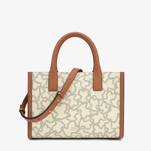 Shopper mediano beige y negro Kaos Icon