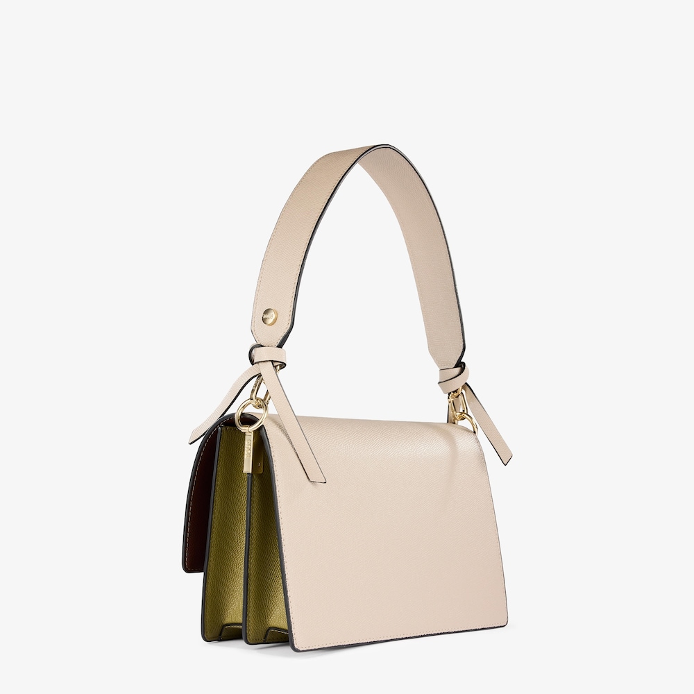 Sac &agrave; bandouli&egrave;re taupe et vert moyen TOUS Audree Saffiano