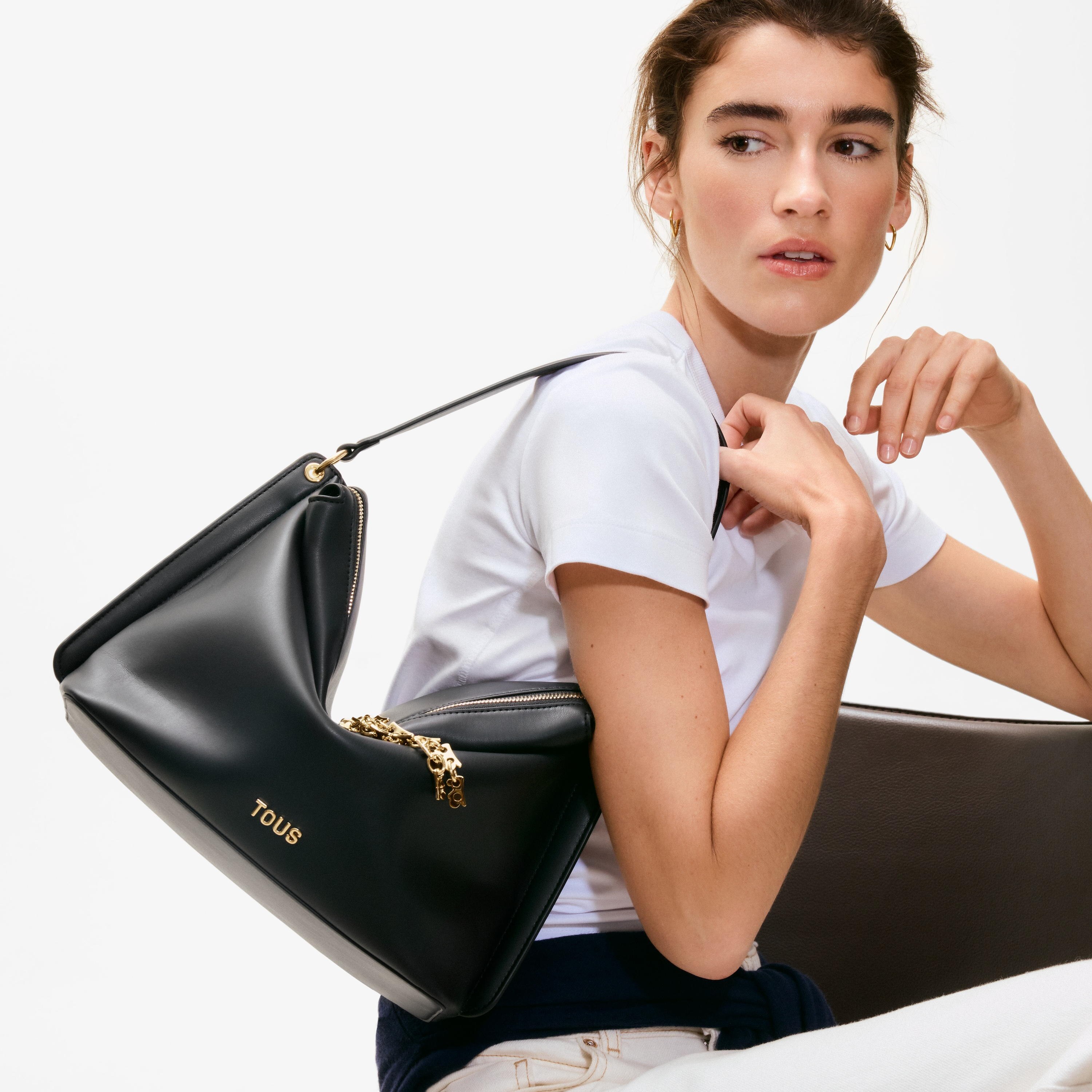 Medium black City bag TOUS Half Bear 