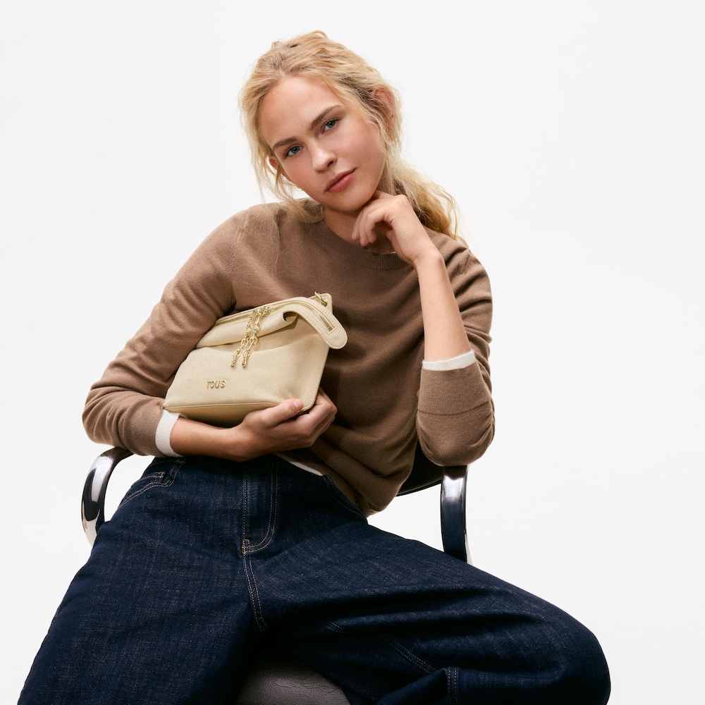 City bag piccola beige scuro TOUS Half Bear 