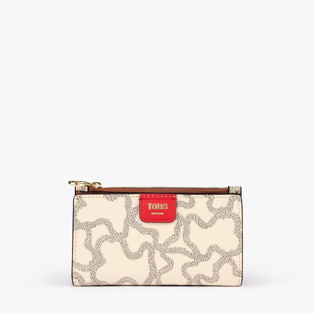 Billetera peque&ntilde;a beige y negro Kaos Icon