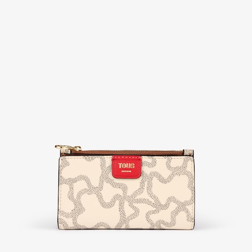 Billetera peque&ntilde;a beige y negro Kaos Icon