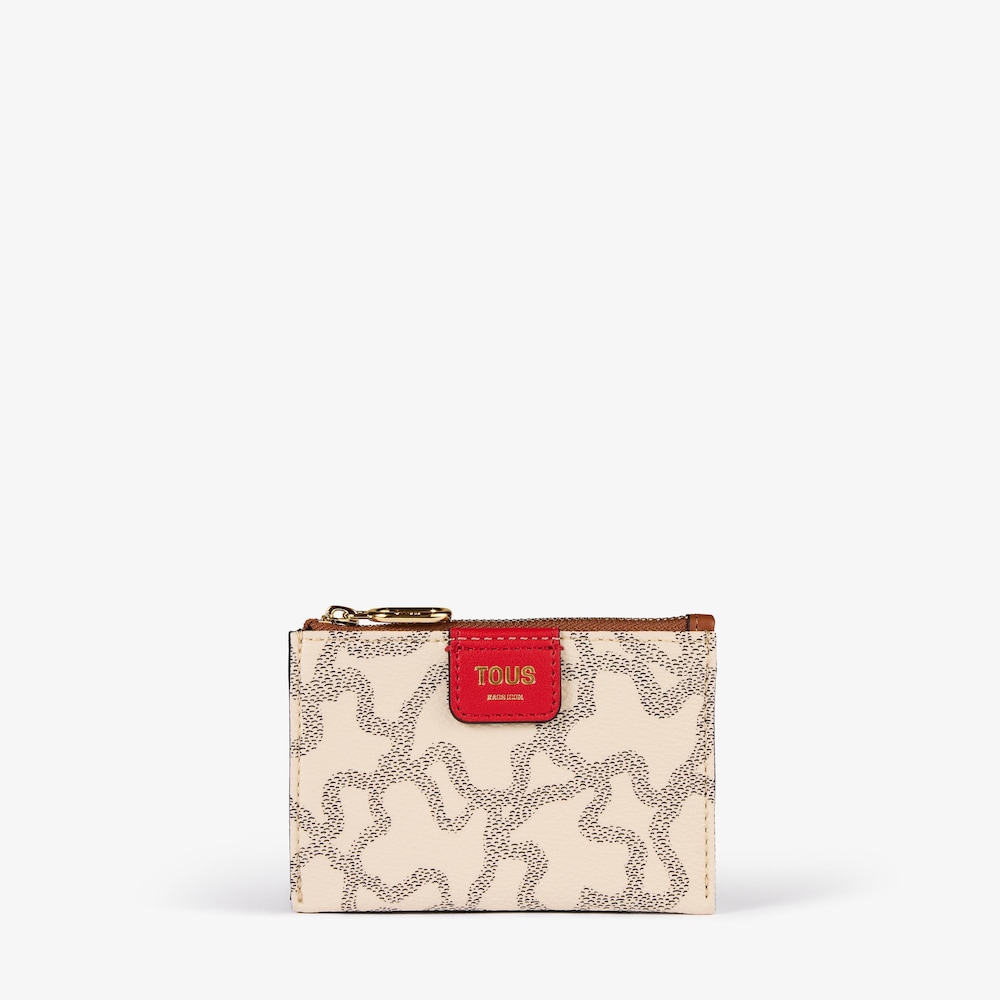 Monedero tarjetero beige y negro Kaos Icon