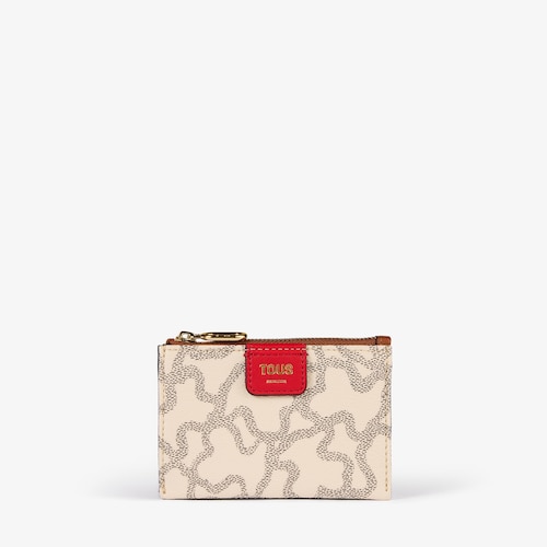 Monedero tarjetero beige y negro Kaos Icon