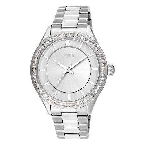Reloj anal&oacute;gico T-Shine de acero con zirconias c&uacute;bicas