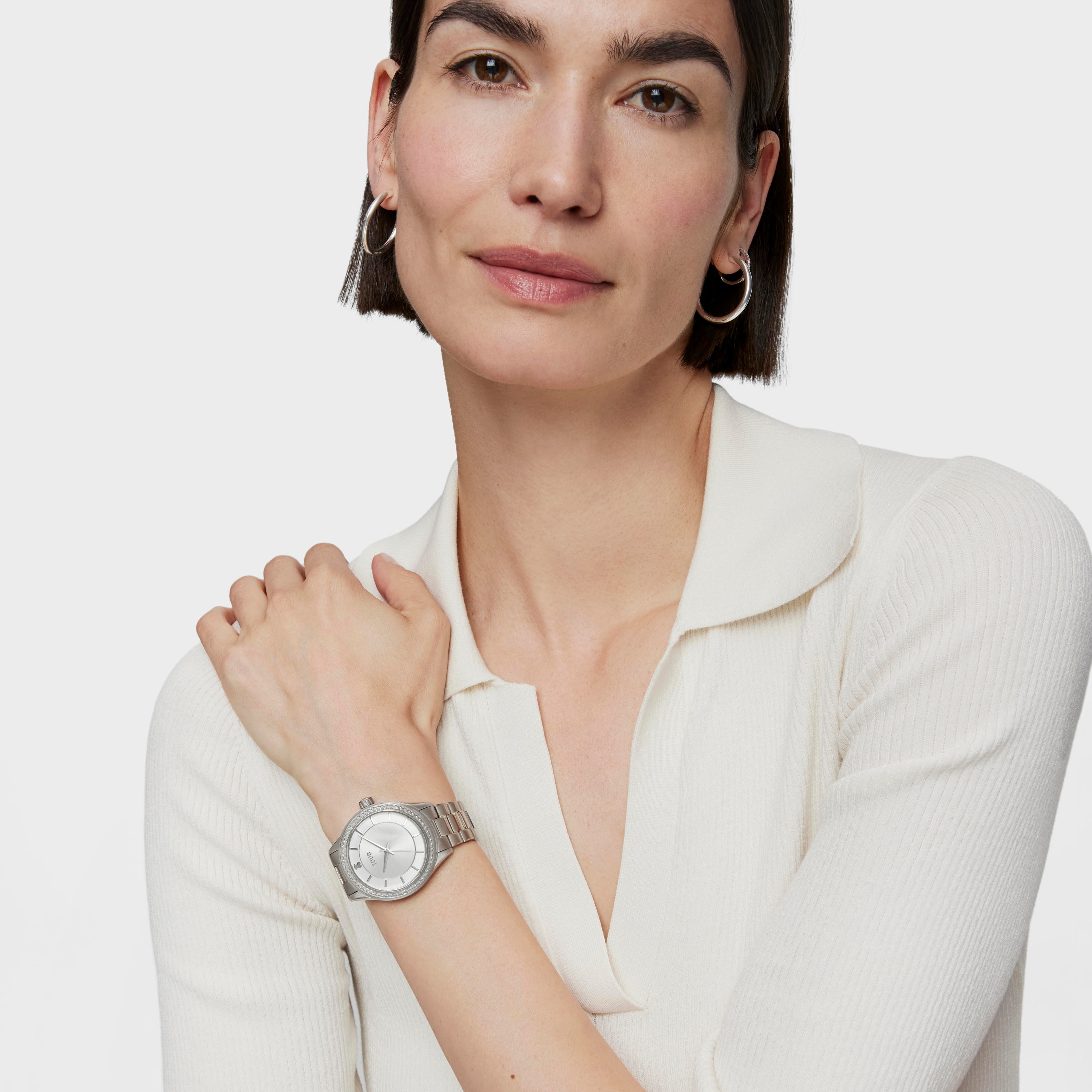 Steel T-Shine Watch with cubic zirconia