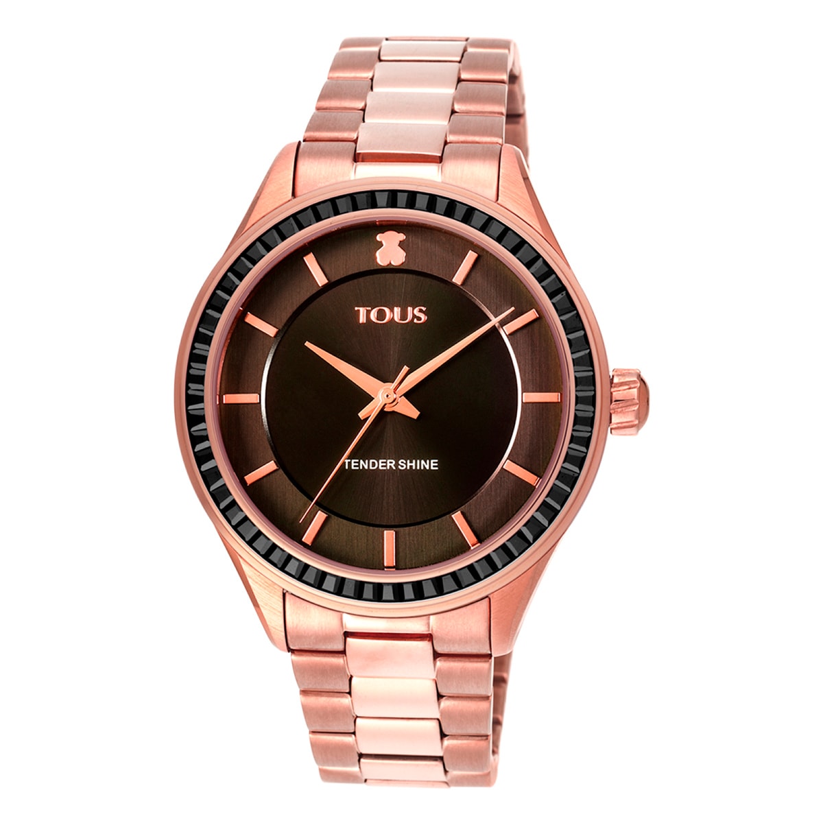 Tous - Reloj Analógico T-Shine De Acero Ip Rosado Con Zirconias Cúbicas - U