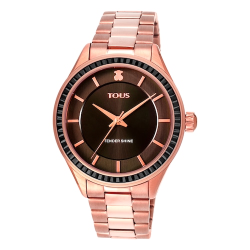 Rose IP Steel T-Shine Watch with cubic zirconia