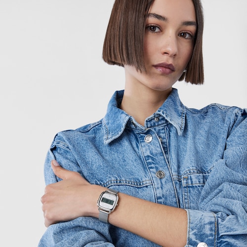 Montre num&eacute;rique D-Logo en acier