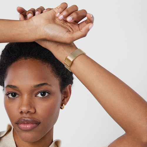 Montre num&eacute;rique D-Logo en acier IP dor&eacute;