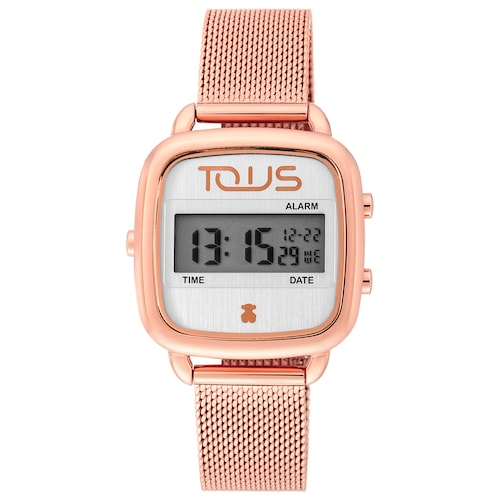 Reloj digital D-Logo de acero IP rosado image number 0