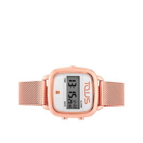 Montre num&eacute;rique D-Logo en acier IP ros&eacute;