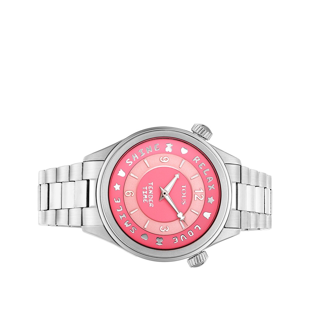 Stainless steel Tender Time Watch with pink dial image number 1