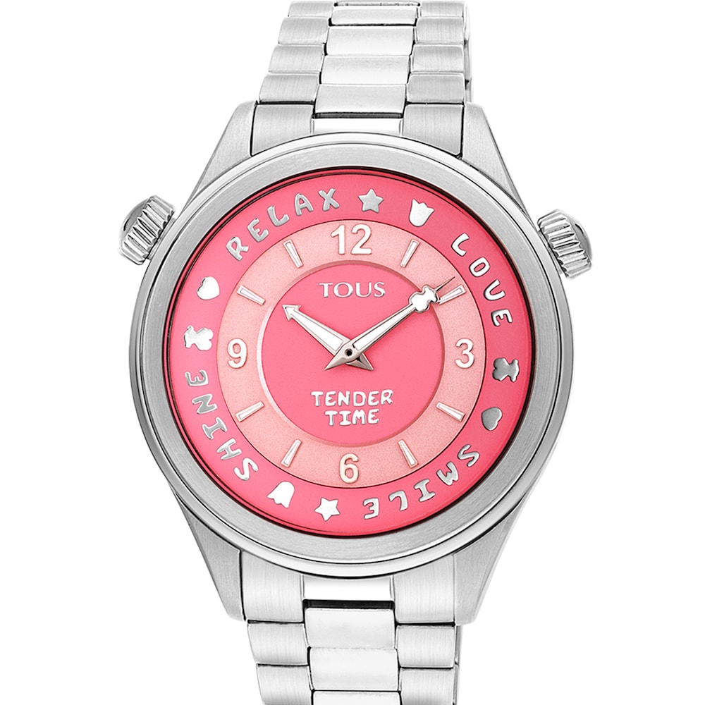 Stainless steel Tender Time Watch with pink dial image number 2