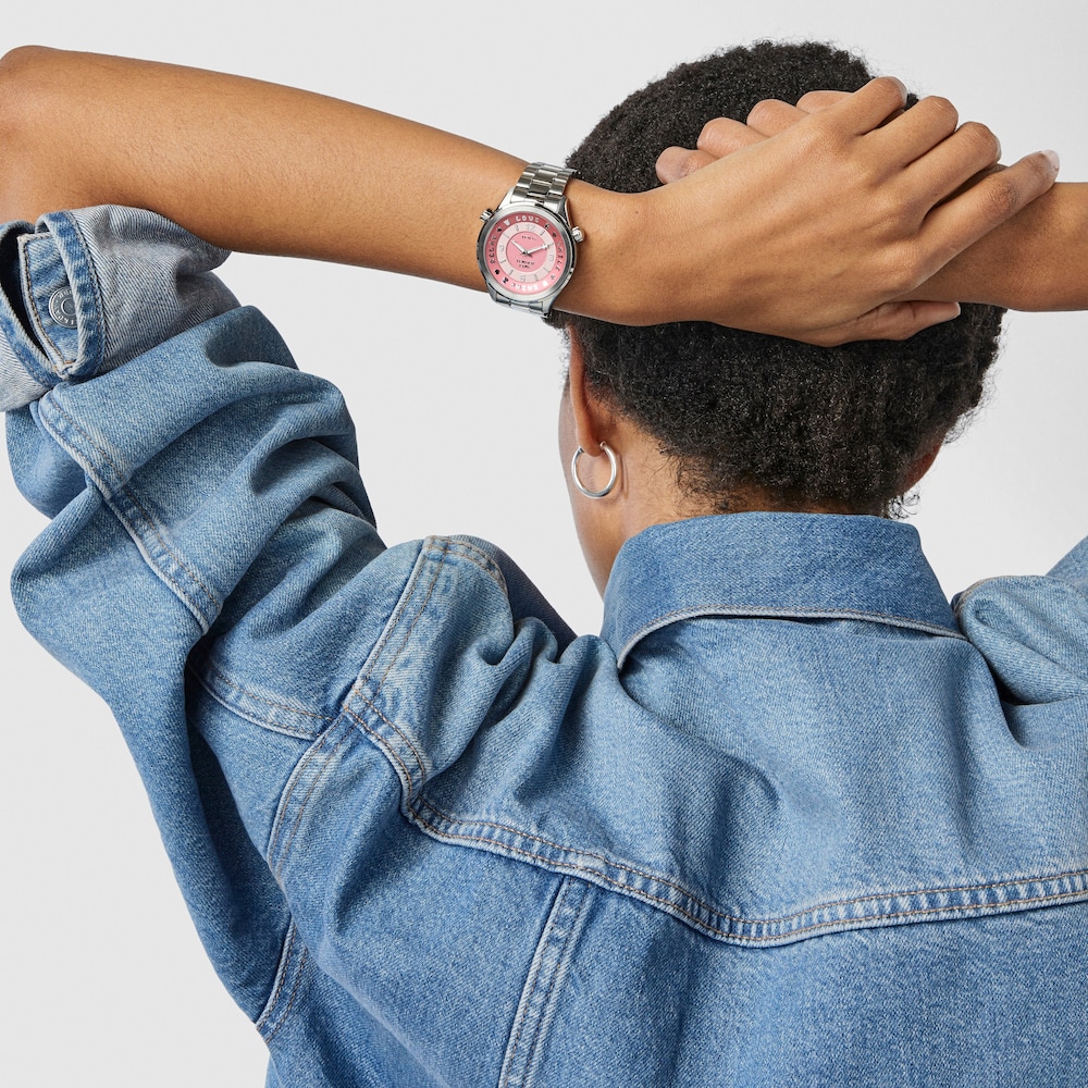 Stainless steel Tender Time Watch with pink dial image number 3