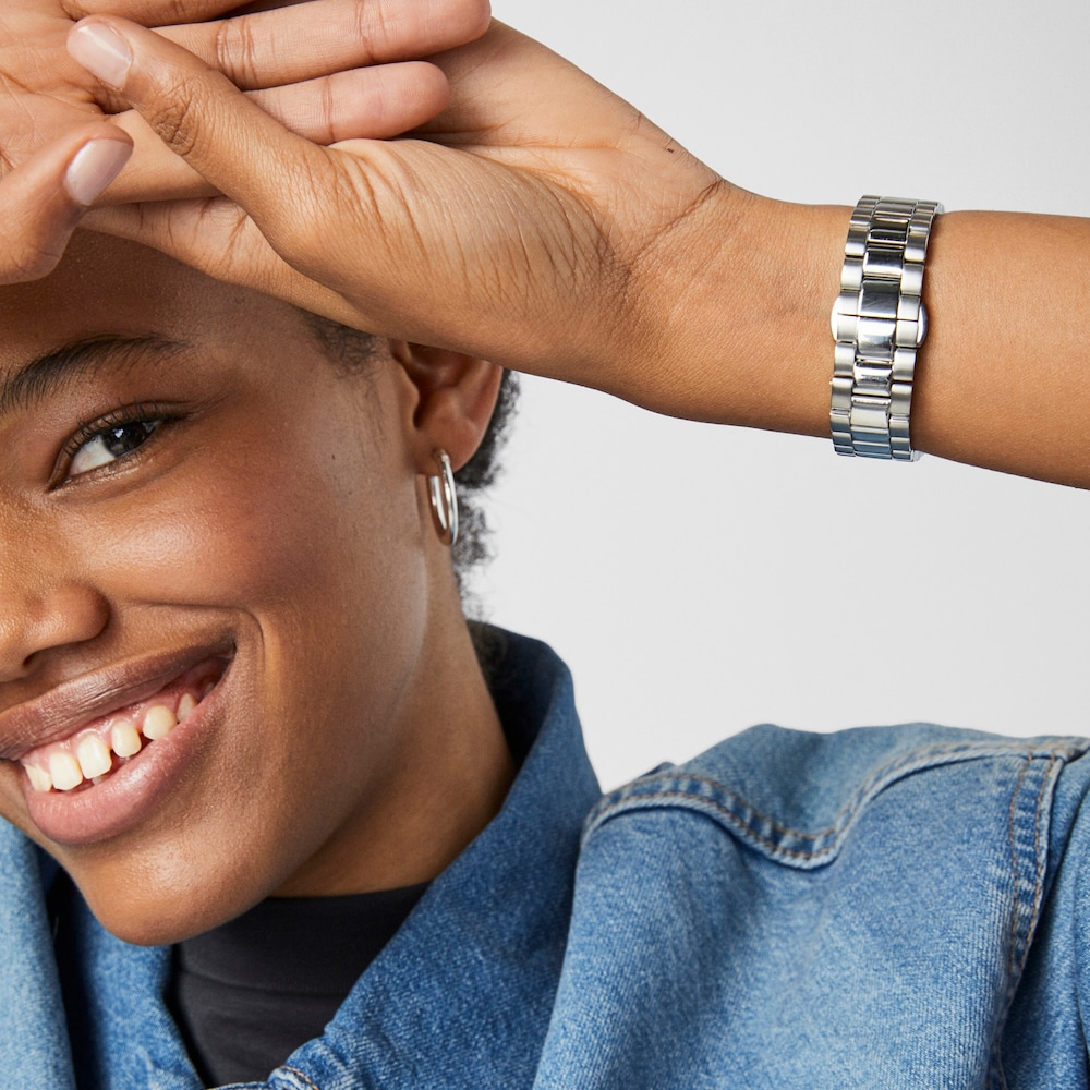 Stainless steel Tender Time Watch with pink dial