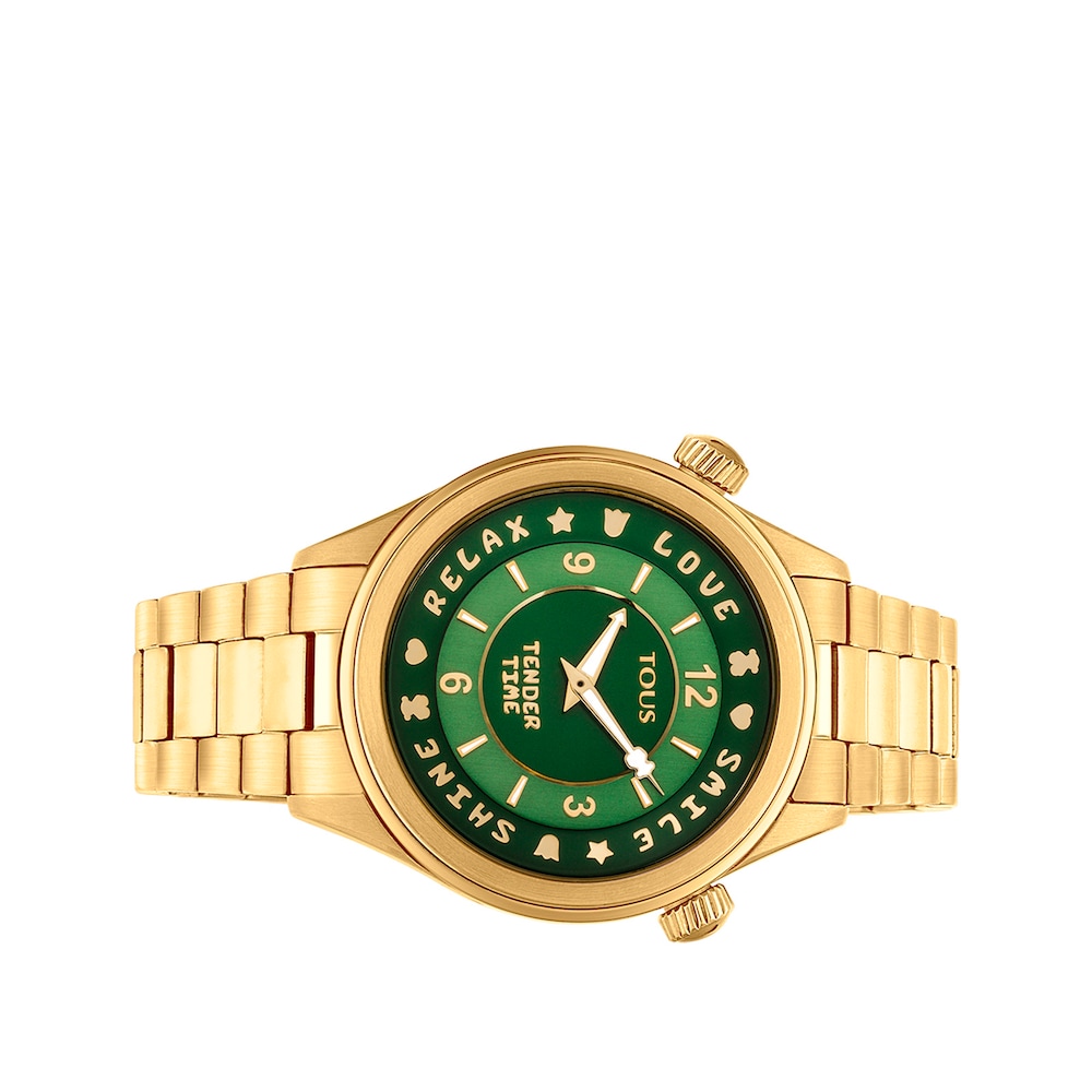 Stainless steel Tender Time Watch with green dial image number 1