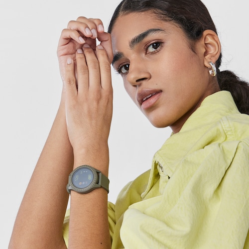 Reloj smartwatch Smarteen Connect con correa de silicona caqui