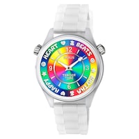 Steel TOUS Tender Time Watch with white silicone strap