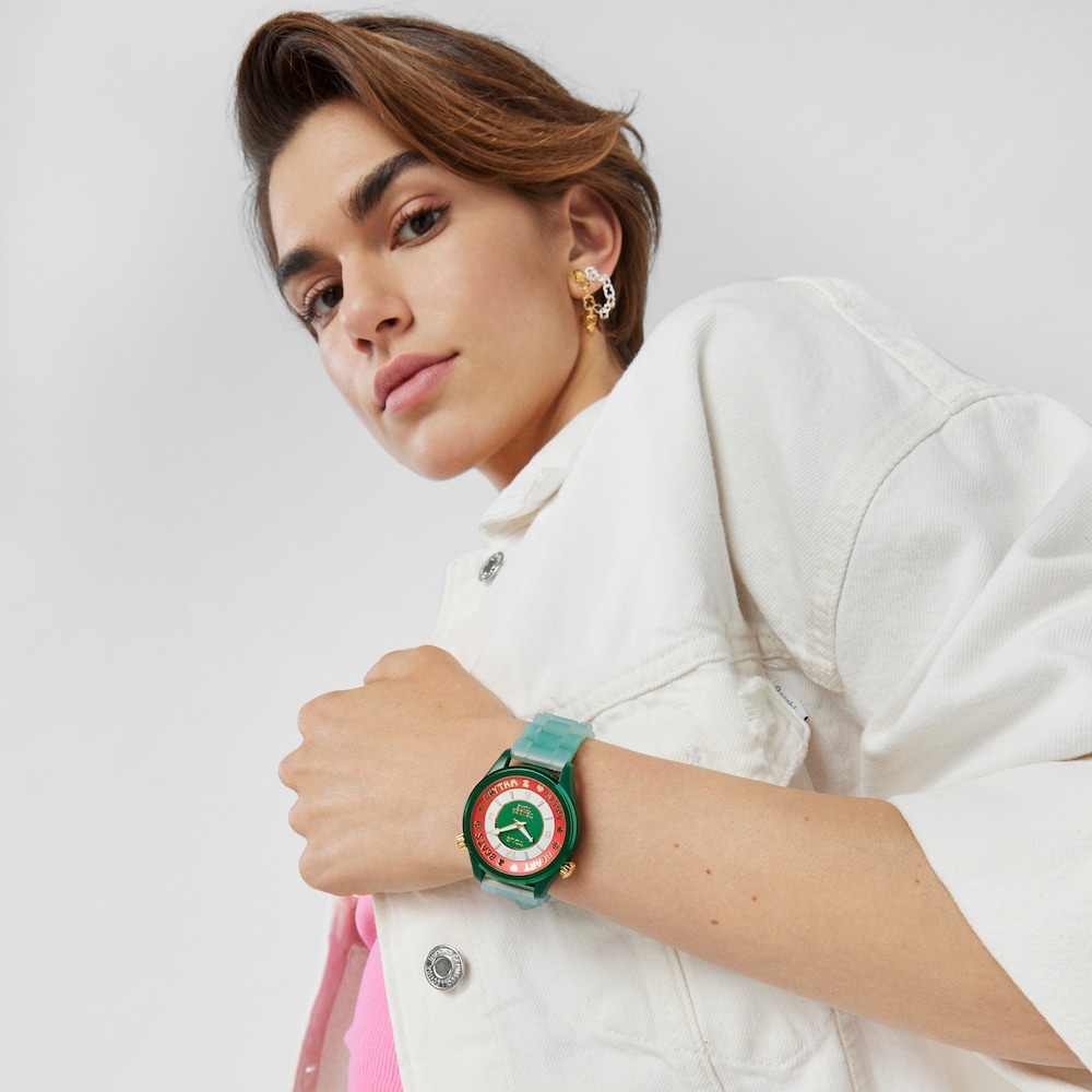 Reloj anal&oacute;gico TOUS Tender Time de acero con correa de silicona verde y esfera verde