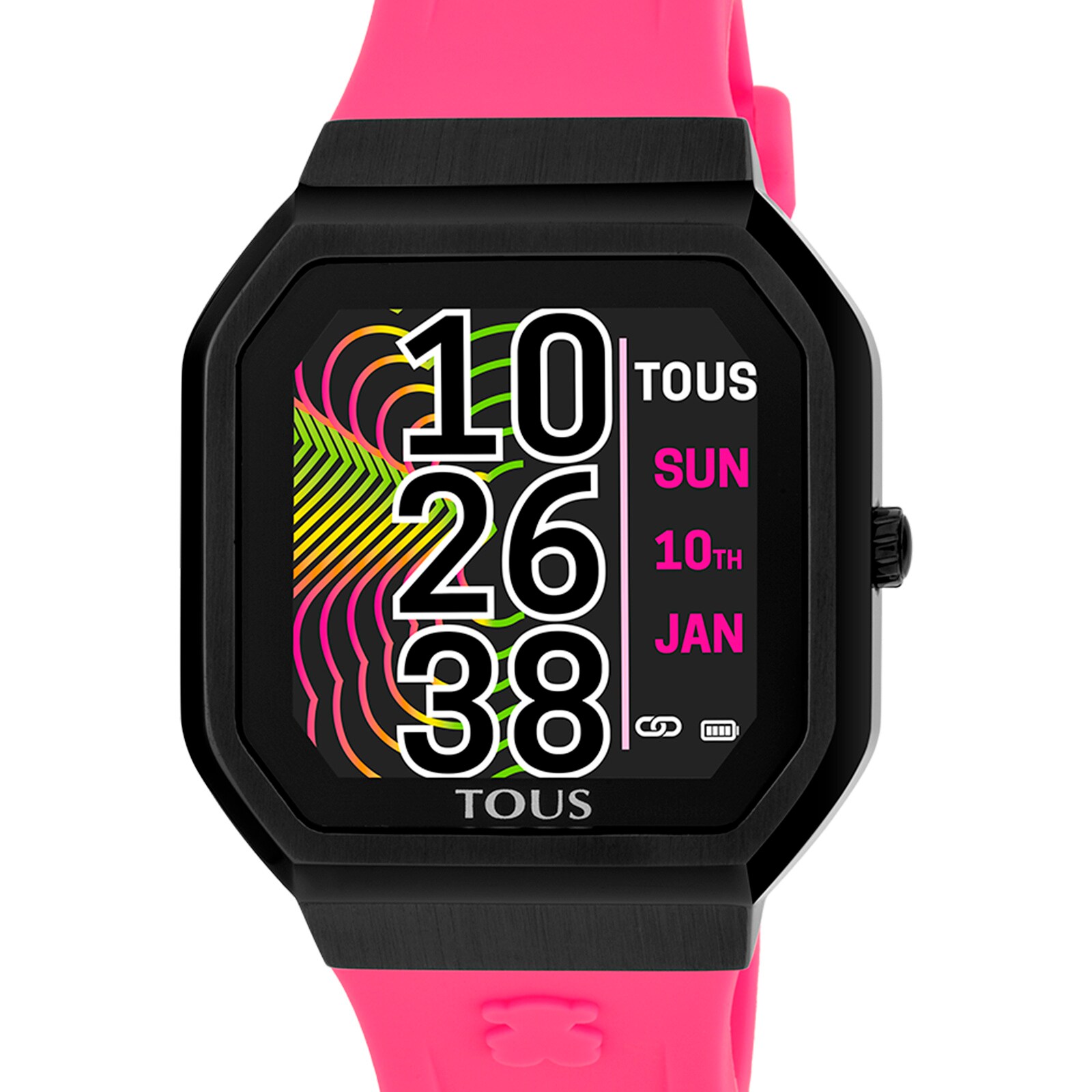 B-Connect Smartwatch with fuchsia silicone strap